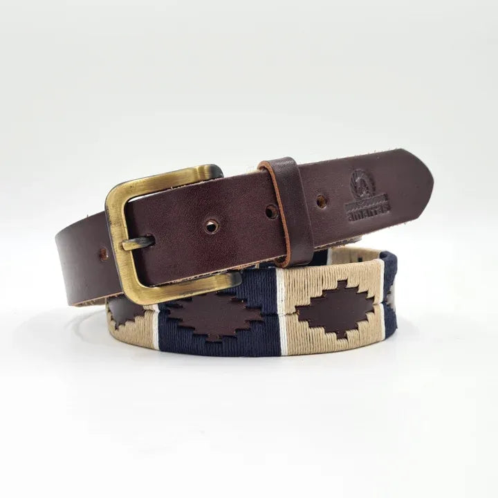 Cinturón Gaucho Marino/Beige