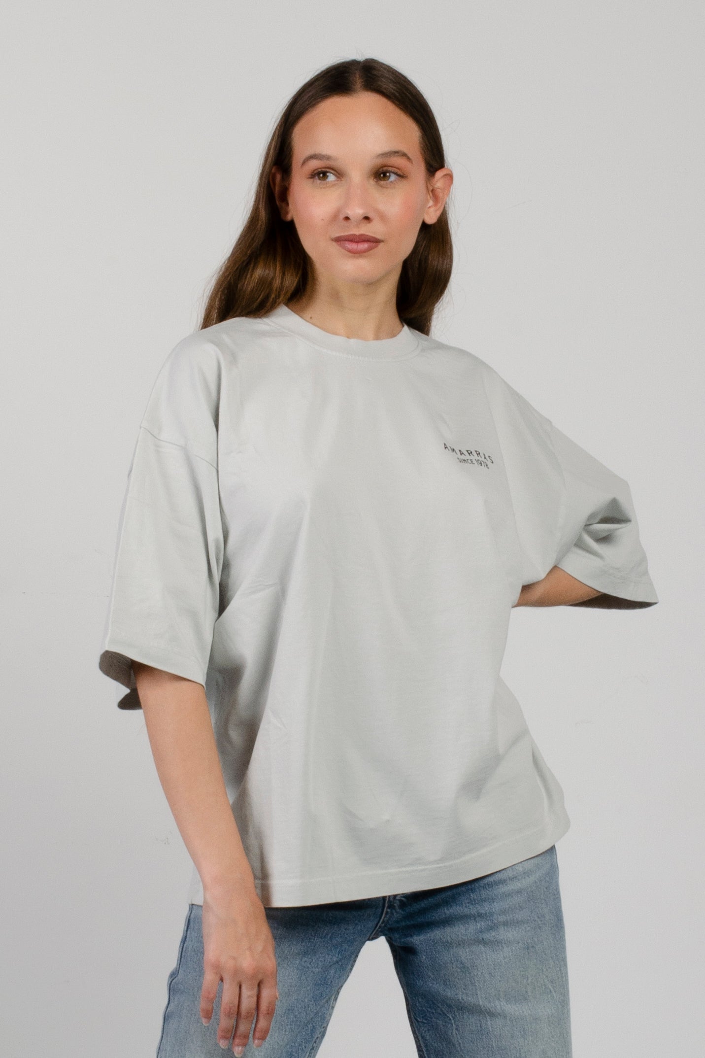 camiseta amarras mujer color gris con estampado náutico en pecho y espalda