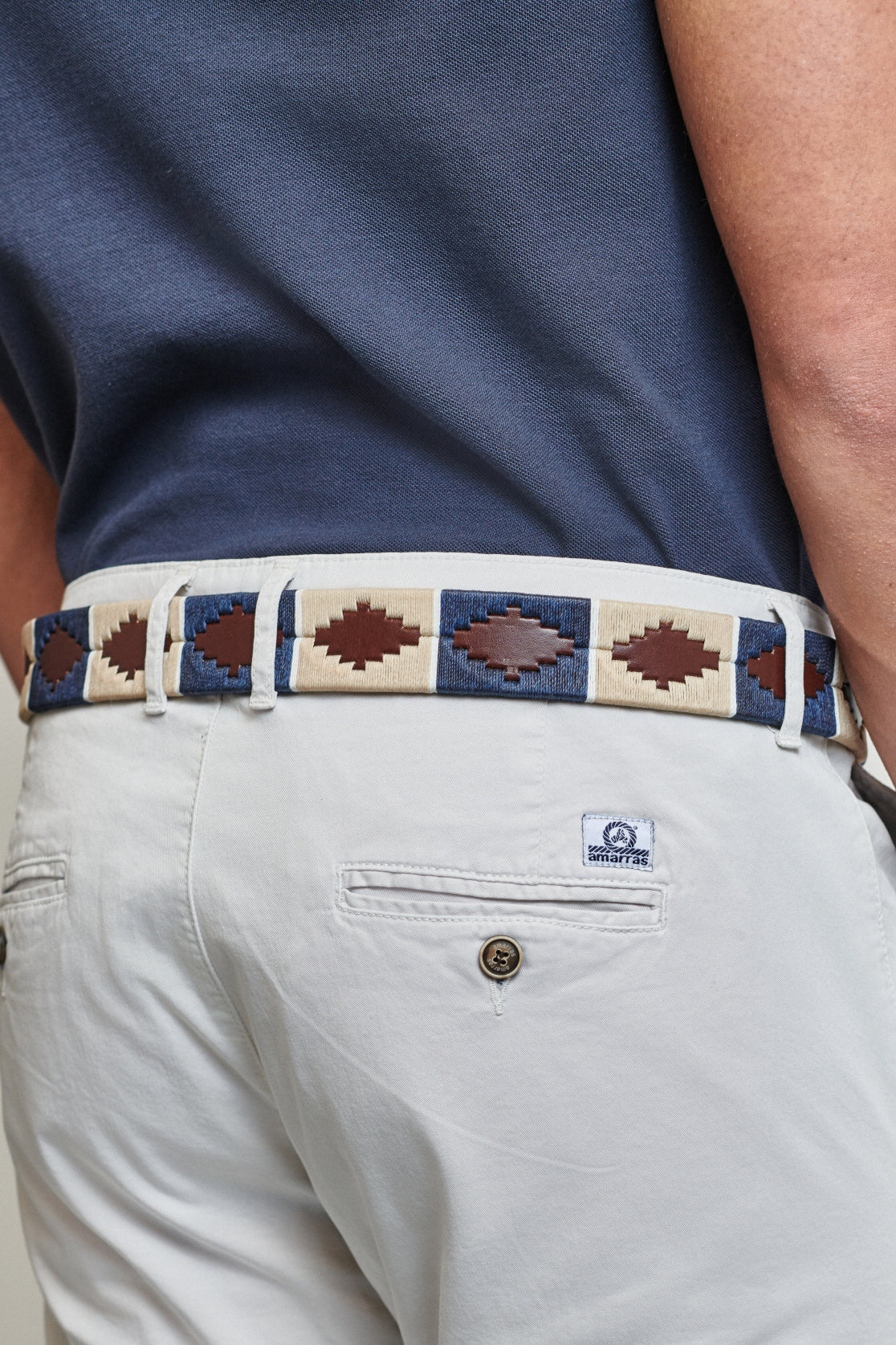 Cinturón Gaucho Marino/Beige