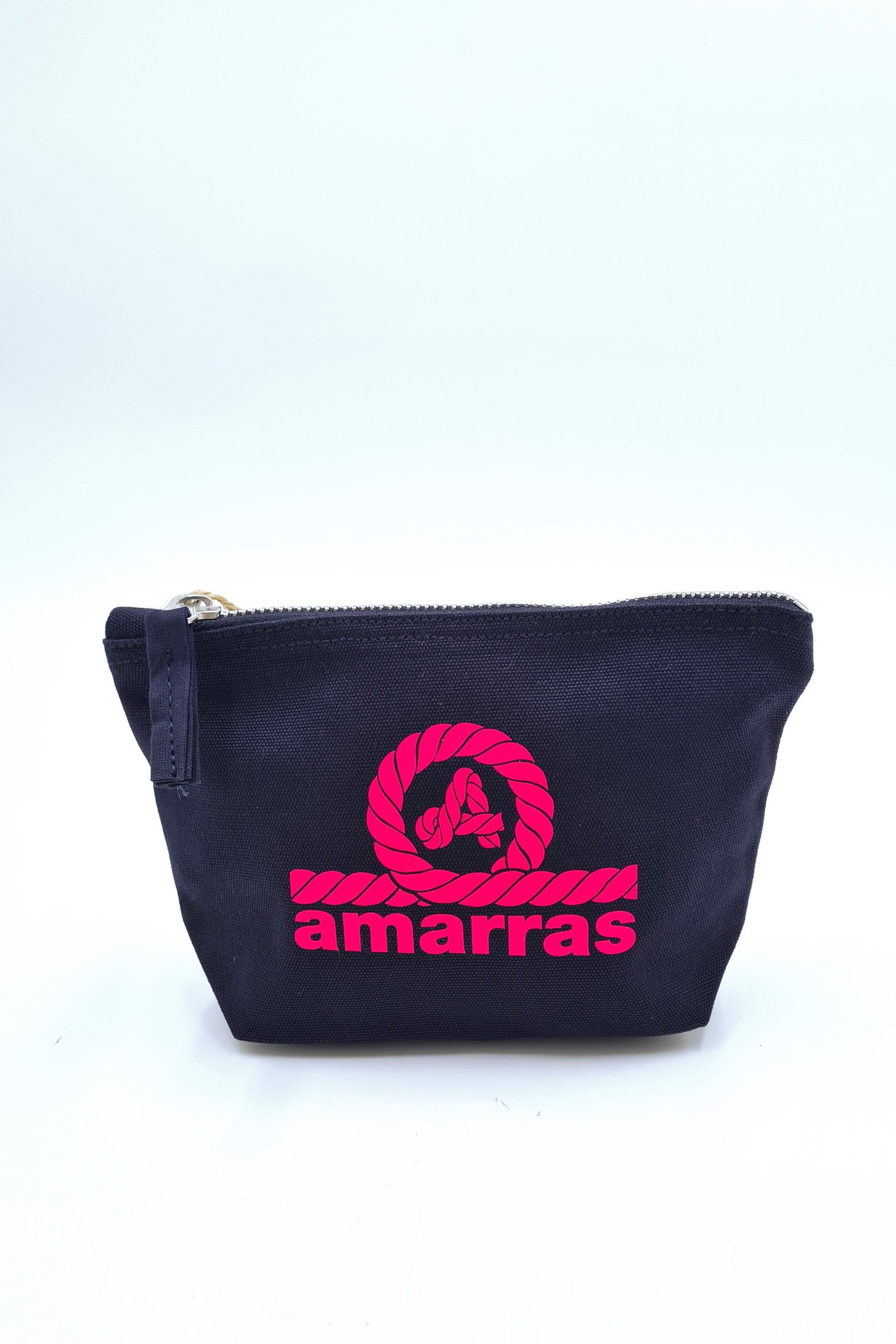 neceser amarras azul marino con logo rosa fluor