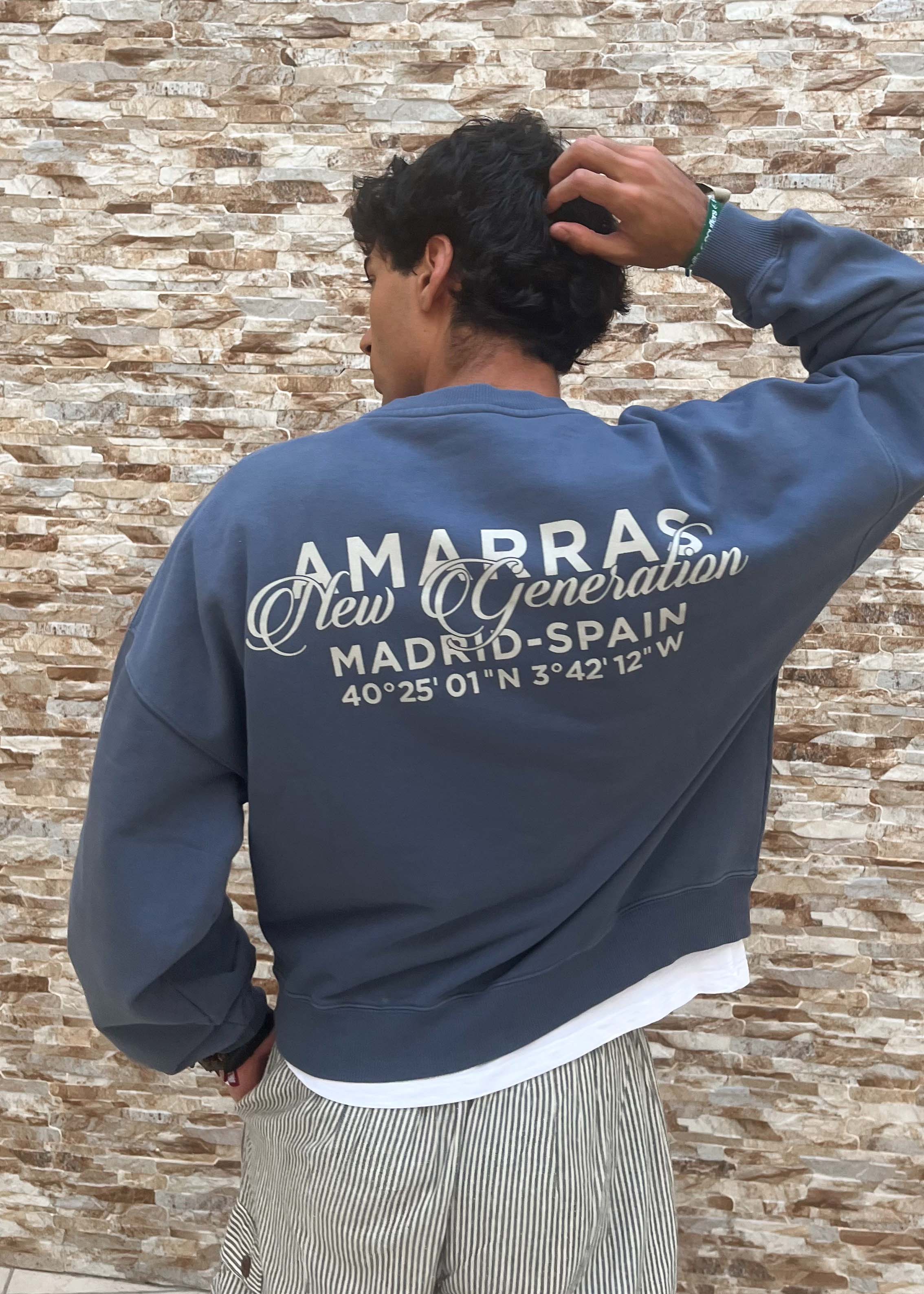 sudadera amarras azul marino con estampado náutico en pecho y espalda