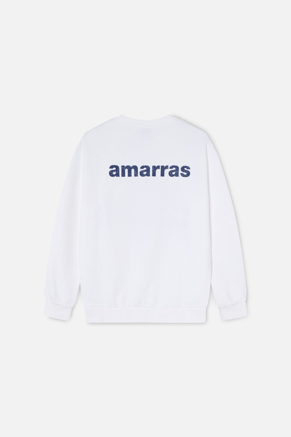 Sudadera blanco hombre con logo amarras estampado en la espalda