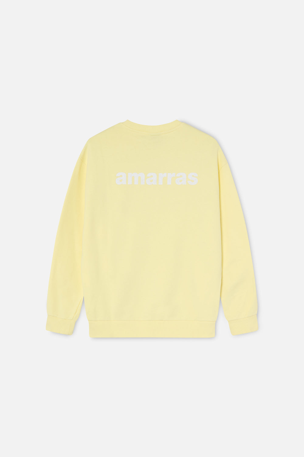 Sudadera amarilla mujer con logo amarras estampado en la espalda