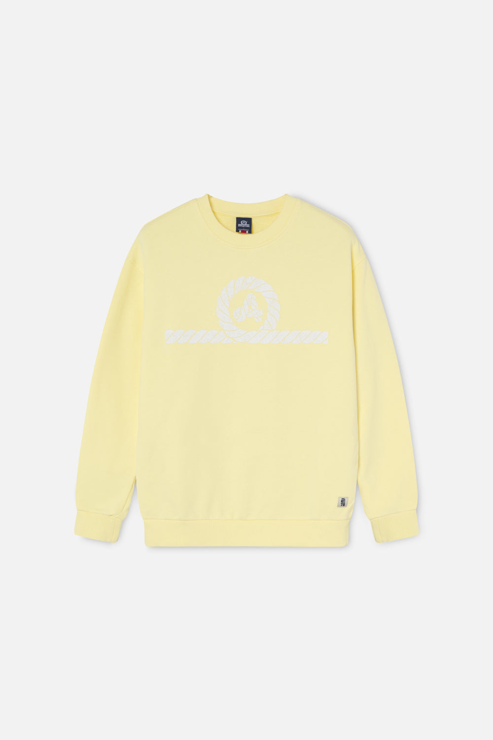 sudadera amarras hombre en color amarillo con logo en pecho y espalda