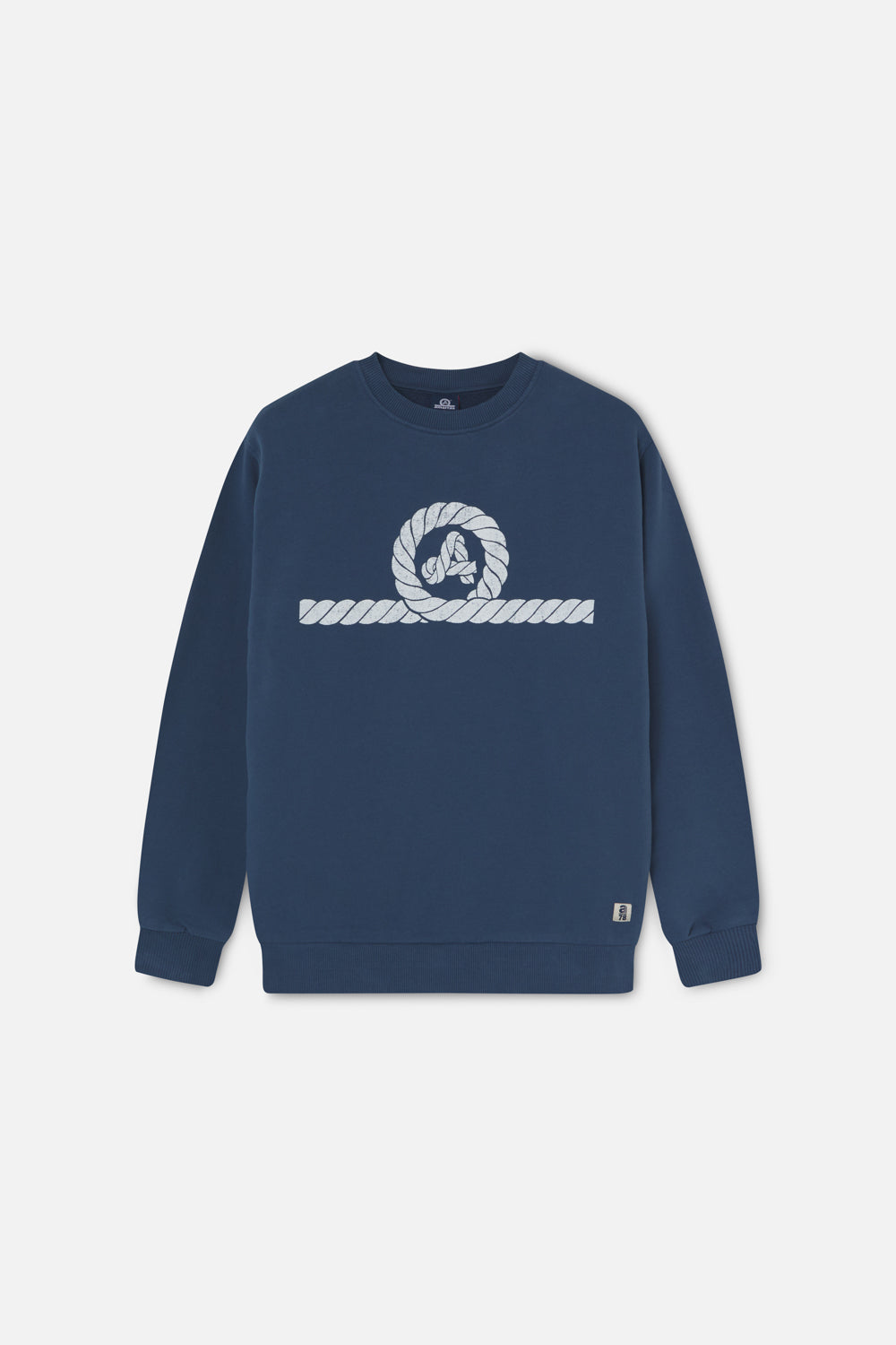 Sudadera azul marino de hombre con logo de amarras en el pecho