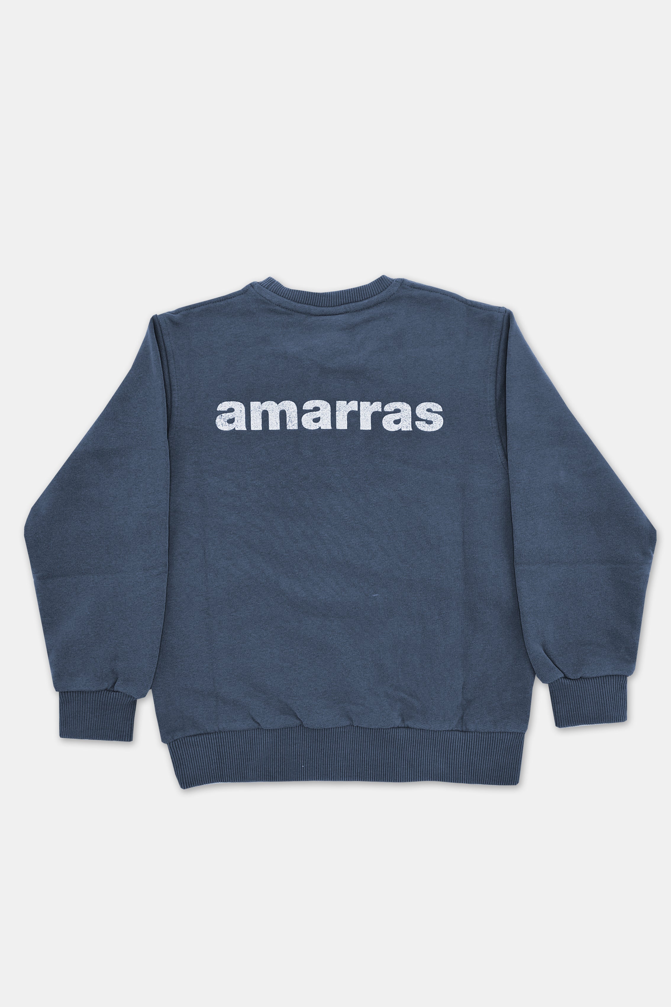 Sudadera azul marino infantil con logo de amarras en la espalda