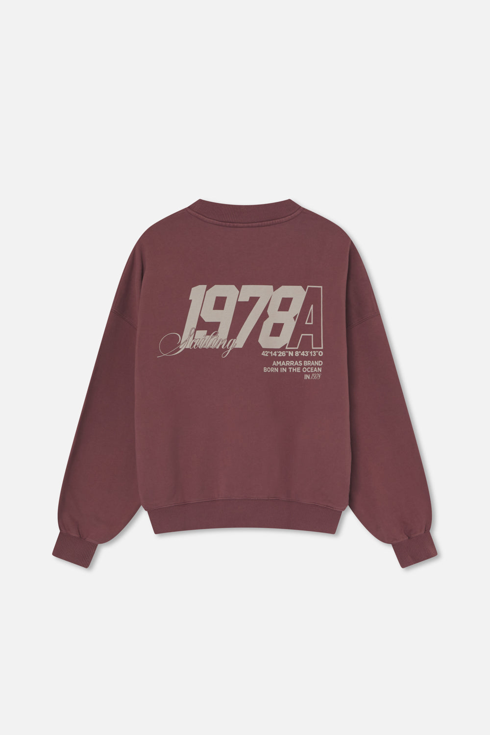 sudadera amarras unisex color burgundy con estampados náuticos en pecho y espalda