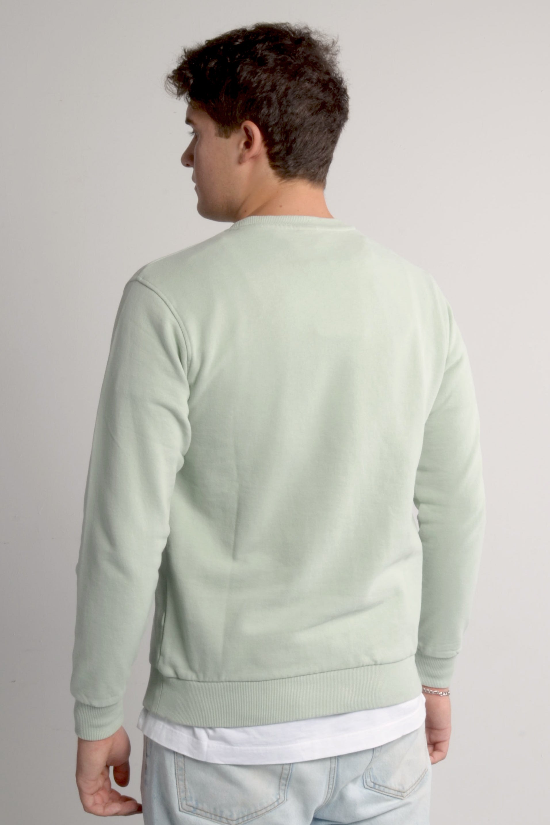 sudadera de moda amarras volpe de hombre en color verde claro con logotipo bordado en contraste en el pecho icono amarras corte regular fit