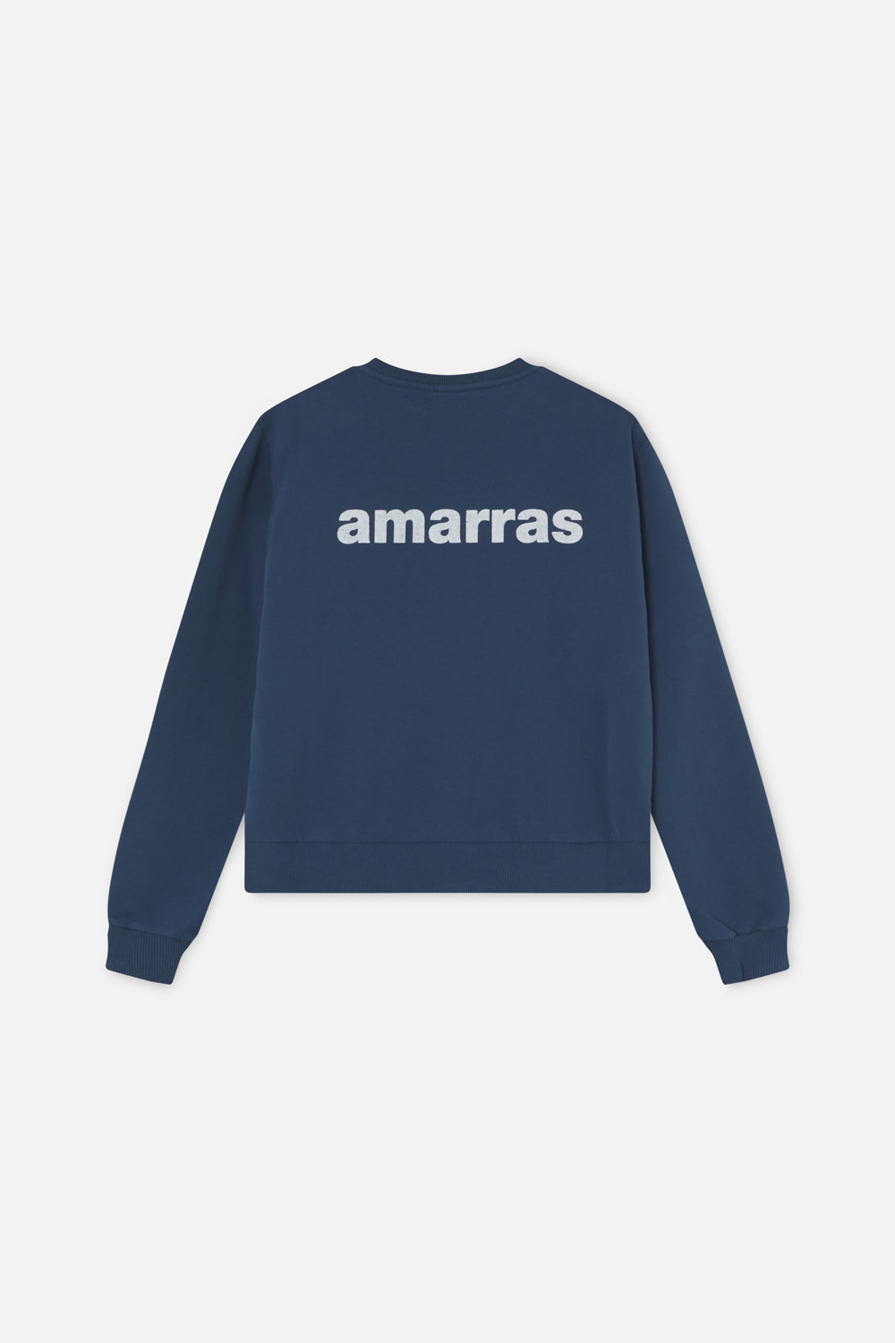 Sudadera Náutica Amarras Varadero azul marino de mujer con logo de amarras en la espalda