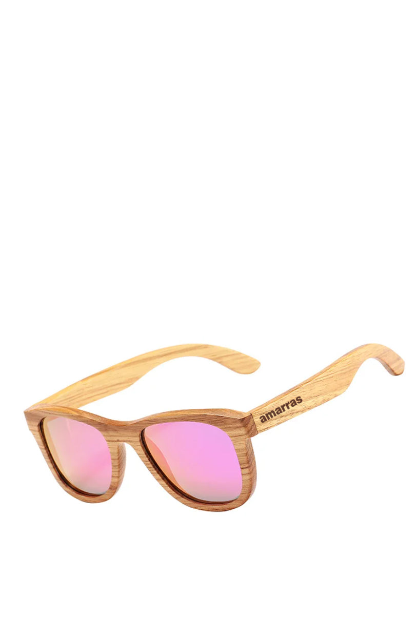 gafas de sol amarras de madera ligera y cristal polarizado rosa