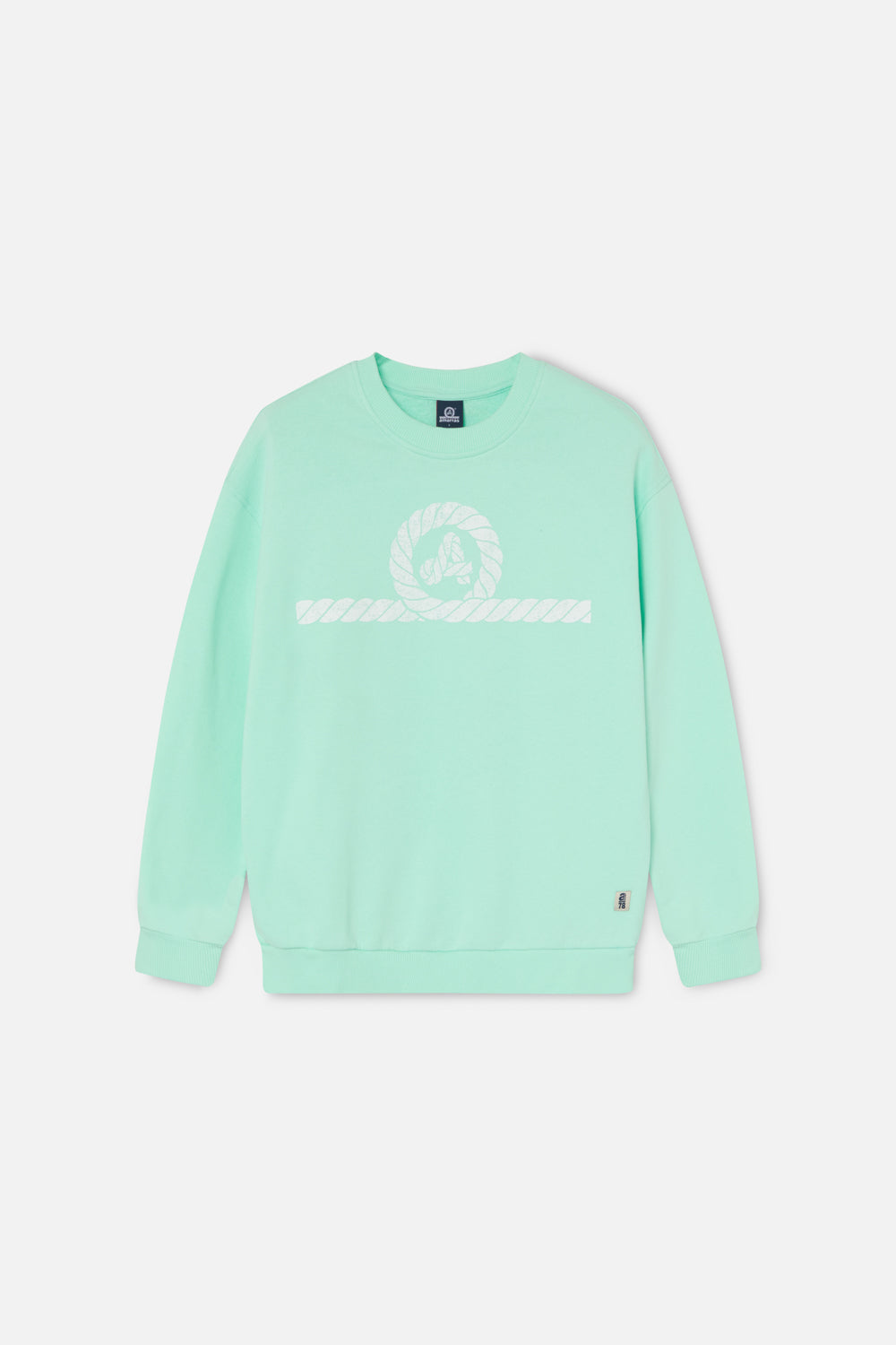Sudadera verde menta hombre con logo  amarras estampado en el pecho