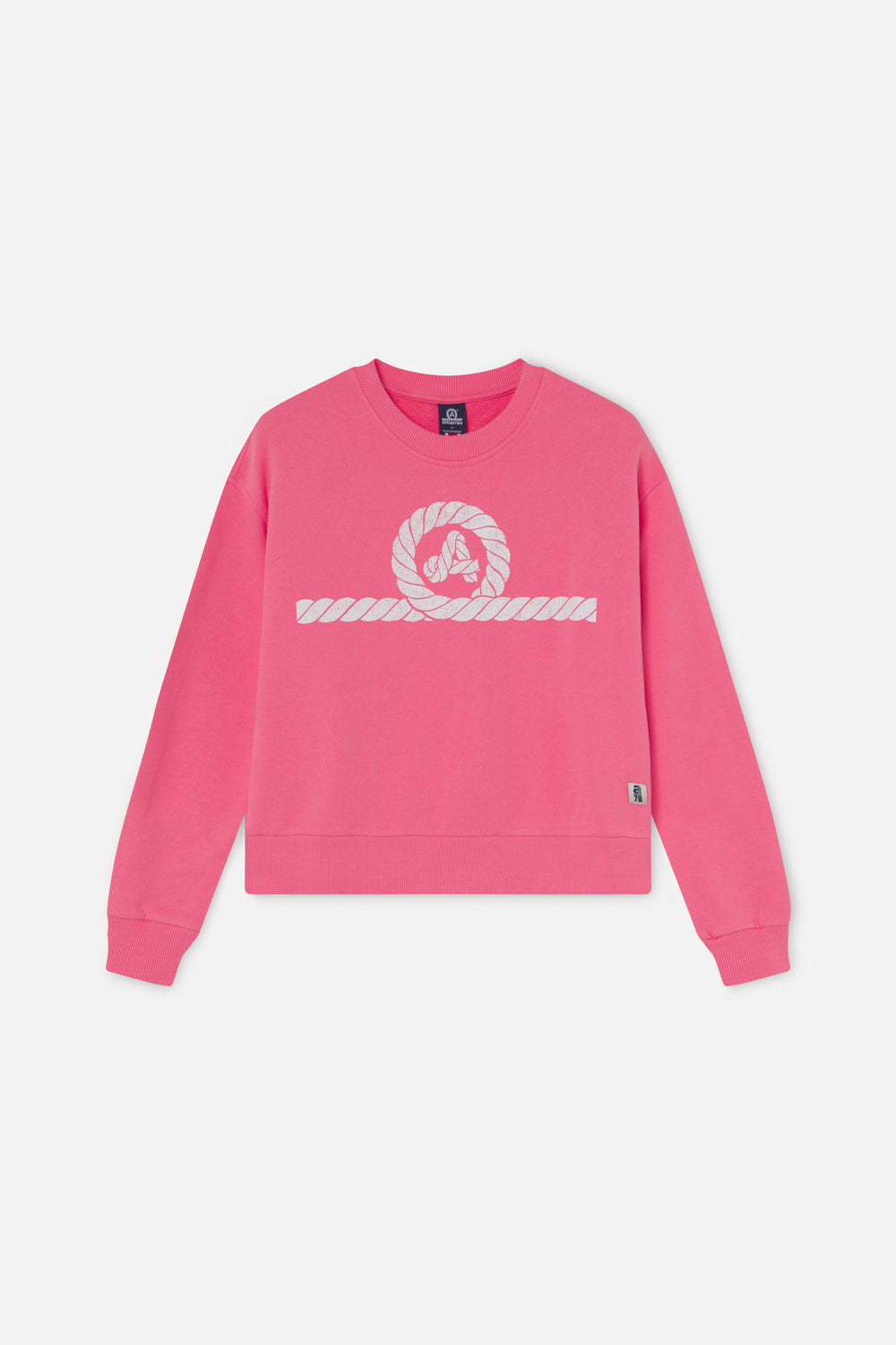 Sudadera fucsia mujer con logo  amarras estampado en el pecho